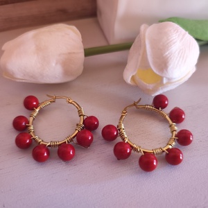 Nemesacél fülbevaló shell pearl gyöngyökkel! - ékszer - fülbevaló - karika fülbevaló - Meska.hu