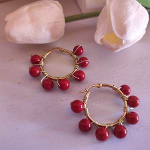 Nemesacél fülbevaló shell pearl gyöngyökkel! - ékszer - fülbevaló - karika fülbevaló - Meska.hu