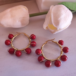 Nemesacél fülbevaló shell pearl gyöngyökkel! - ékszer - fülbevaló - karika fülbevaló - Meska.hu