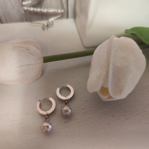 Egyedi tenyésztett gyöngy fülbevaló! - ékszer - fülbevaló - lógós kerek fülbevaló - Meska.hu