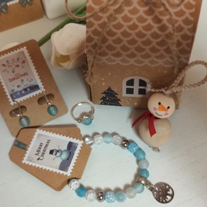 Elegáns Achát karkötő, fülbevaló, gyűrű szett, ajándék dísszel! - Meska.hu