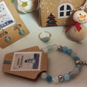 Elegáns Achát karkötő, fülbevaló, gyűrű szett, ajándék dísszel! - ékszer - ékszerszett - Meska.hu