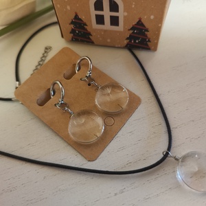 Egyedi pitypang nyaklánc és fülbevaló szett, díszvsomagolással. - ékszer - ékszerszett - Meska.hu