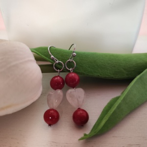 Nemesacél fülbevaló kagylógyöngy és rózsakvarc gyönggyel!, Ékszer, Fülbevaló, Lógó fülbevaló, Ékszerkészítés, Gyöngyfűzés, gyöngyhímzés, MESKA