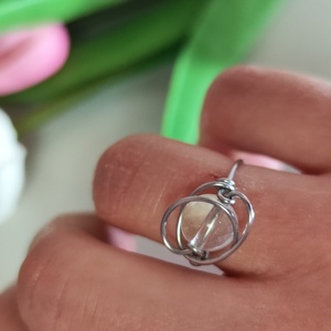 Nemesacél gyűrű hegyikristály gyönggyel. - Meska.hu