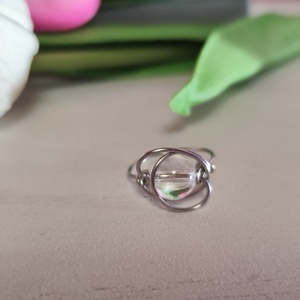 Nemesacél gyűrű hegyikristály gyönggyel. - ékszer - gyűrű - gyöngyös gyűrű - Meska.hu