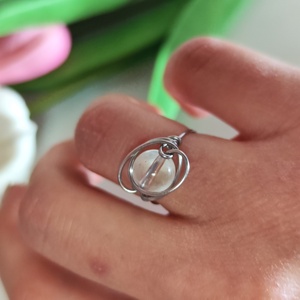 Nemesacél gyűrű hegyikristály gyönggyel. - ékszer - gyűrű - gyöngyös gyűrű - Meska.hu