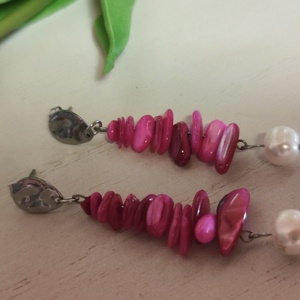 Ragyogó nemesacél fülbevaló természetes kincsekkel!  - ékszer - fülbevaló - lógó fülbevaló - Meska.hu