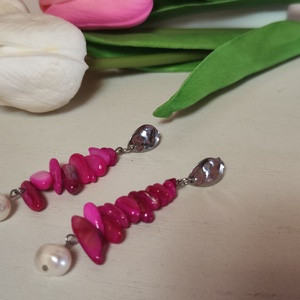 Ragyogó nemesacél fülbevaló természetes kincsekkel!  - ékszer - fülbevaló - lógó fülbevaló - Meska.hu