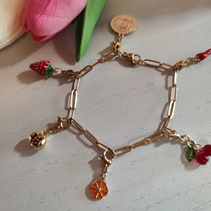 Kézműves nemesacél charm karkötő � egyedi gyümölcsös díszítéssel! - Meska.hu