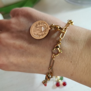 Kézműves nemesacél charm karkötő � egyedi gyümölcsös díszítéssel! - ékszer - karkötő - charm karkötő - Meska.hu