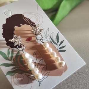 S925 ezüst leveles fülbevaló tenyésztett gyönggyel!, Ékszer, Fülbevaló, Lógós kerek fülbevaló, Ékszerkészítés, Gyöngyfűzés, gyöngyhímzés, MESKA