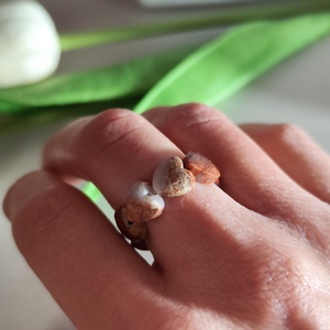 Természetes AAA vörös jáspis szív gyöngyös gyűrű � kényelmes viselet! � - Meska.hu