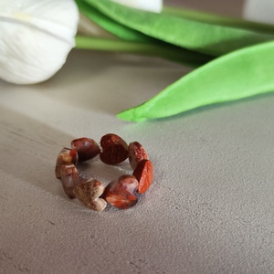 Természetes AAA vörös jáspis szív gyöngyös gyűrű � kényelmes viselet! � - ékszer - gyűrű - gyöngyös gyűrű - Meska.hu