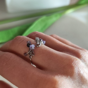 Kézzel készült ametiszt-hematit állítható gyűrű � nemesacél huzalból! - ékszer - gyűrű - gyöngyös gyűrű - Meska.hu