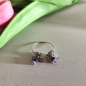 Kézzel készült ametiszt-hematit állítható gyűrű � nemesacél huzalból! - ékszer - gyűrű - gyöngyös gyűrű - Meska.hu