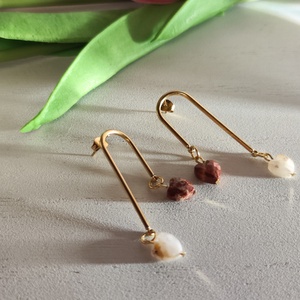 Természetes AAA vörös jáspis szív gyöngyös fülbevaló! - ékszer - fülbevaló - lógó fülbevaló - Meska.hu