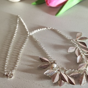 Különleges ezüst nyaklánc háromlevelű medálokkal és édesvízi gyönggyel � Lelki egyensúly ajándékba! - ékszer - nyaklánc - y nyaklánc - Meska.hu