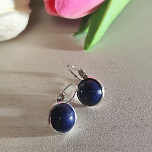 Lapis lazuli nemesacél fülbevaló � franciakapocsos elegancia!, Ékszer, Fülbevaló, Lógós kerek fülbevaló, Ékszerkészítés, Gyöngyfűzés, gyöngyhímzés, MESKA