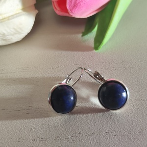 Lapis lazuli nemesacél fülbevaló � franciakapocsos elegancia! - ékszer - fülbevaló - lógós kerek fülbevaló - Meska.hu