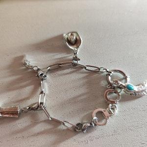 Western Cowboy Stílusú Nemesacél Karkötő Charmokkal! - ékszer - karkötő - charm karkötő - Meska.hu