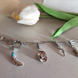 Western Cowboy Stílusú Nemesacél Karkötő Charmokkal! - ékszer - karkötő - charm karkötő - Meska.hu