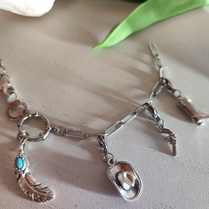 Western Cowboy Stílusú Nemesacél Karkötő Charmokkal! - ékszer - karkötő - charm karkötő - Meska.hu