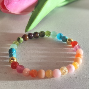 Tavaszi Színharmónia Ásványkarkötő � Rugalmas, 16 cm, 6 mm-es gyöngyök! - ékszer - karkötő - ásványkarkötő - Meska.hu