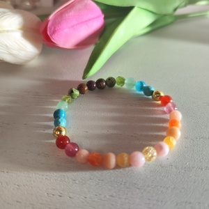 Tavaszi Színharmónia Ásványkarkötő � Rugalmas, 16 cm, 6 mm-es gyöngyök! - ékszer - karkötő - ásványkarkötő - Meska.hu