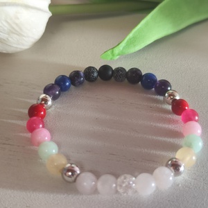 Téli álom � Egyedi színtípus karkötő ásványokból (16 cm, 6 mm) - ékszer - karkötő - ásványkarkötő - Meska.hu