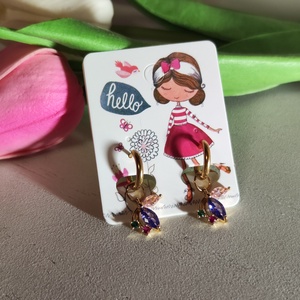 Kézzel készült nemesacél karika fülbevaló cirkónium pillangó medállal � arany ragyogás!  - ékszer - fülbevaló - lógó fülbevaló - Meska.hu