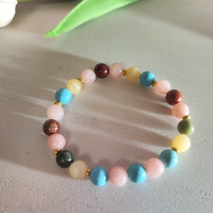 Tavaszi színtípus karkötő, türkinit - jáde harmónia! - ékszer - karkötő - ásványkarkötő - Meska.hu