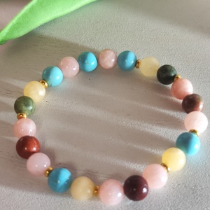 Tavaszi színtípus karkötő, türkinit - jáde harmónia! - ékszer - karkötő - ásványkarkötő - Meska.hu