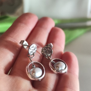 Egyedi, barokk édesvízi tenyésztett gyöngy fülbevaló, hematittal! - ékszer - fülbevaló - lógó fülbevaló - Meska.hu