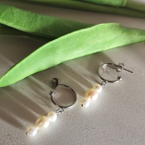 Nemesacél lelógó fülbevaló AAA édesvízi gyöngyökkel! - ékszer - fülbevaló - lógó fülbevaló - Meska.hu