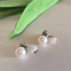 Egyedi, édesvízi tenyésztett gyöngy fülbevaló AAA minőségű természetes szív jáspis medállal! - ékszer - fülbevaló - lógó fülbevaló - Meska.hu