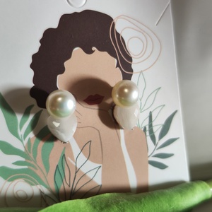 Egyedi, édesvízi tenyésztett gyöngy fülbevaló AAA minőségű természetes szív jáspis medállal! - Meska.hu