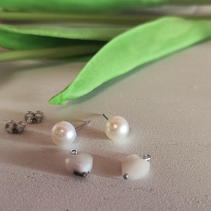 Egyedi, édesvízi tenyésztett gyöngy fülbevaló AAA minőségű természetes szív jáspis medállal! - ékszer - fülbevaló - lógó fülbevaló - Meska.hu