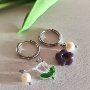 Tavaszi virágos nemesacél fülbevaló AAA gyöngyökkel! - ékszer - fülbevaló - lógó fülbevaló - Meska.hu