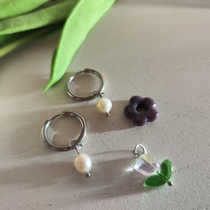 Tavaszi virágos nemesacél fülbevaló AAA gyöngyökkel! - ékszer - fülbevaló - lógó fülbevaló - Meska.hu