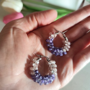 Különleges Ametiszt-Eperkvarc nemesacél fülbevaló � Kristályos elegancia! - Meska.hu