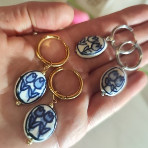 Tulipán Love � Variálható kerámia fülbevaló (Arany/Ezüst)!, Ékszer, Fülbevaló, Lógó fülbevaló, Ékszerkészítés, Gyöngyfűzés, gyöngyhímzés, MESKA