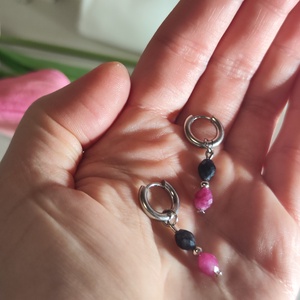 Elegancia és természet: 2 az 1-ben nemesacél karika fülbevaló � Levehető valódi jáspis függővel! - ékszer - fülbevaló - lógó fülbevaló - Meska.hu