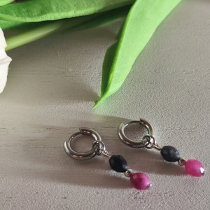 Elegancia és természet: 2 az 1-ben nemesacél karika fülbevaló � Levehető valódi jáspis függővel! - ékszer - fülbevaló - lógó fülbevaló - Meska.hu