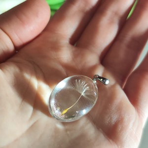 Egy cseppnyi természet � Kézzel készült pitypangos medál nemesacél díszítéssel - Meska.hu