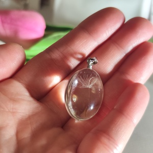 Egy cseppnyi természet � Kézzel készült pitypangos medál nemesacél díszítéssel - ékszer - nyaklánc - medál - Meska.hu