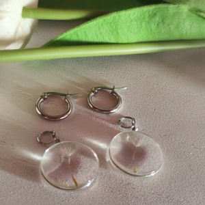 2 az 1-ben Pitypang Varázs � Nemesacél Gyanta Fülbevaló - ékszer - fülbevaló - lógó csepp fülbevaló - Meska.hu