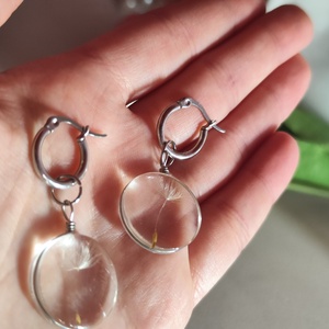 2 az 1-ben Pitypang Varázs � Nemesacél Gyanta Fülbevaló - ékszer - fülbevaló - lógó csepp fülbevaló - Meska.hu