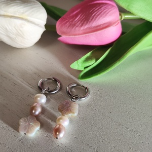 Tavaszi Zsongás � 2 az 1-ben Nemesacél Fülbevaló Valódi Édesvízi Gyöngyökkel, Ékszer, Fülbevaló, Lógó fülbevaló, Ékszerkészítés, Gyöngyfűzés, gyöngyhímzés, MESKA