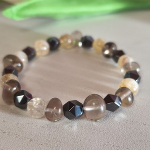 Napfény a sziklák között � Egyedi Füstkvarc, Citrin és Hematit Csillag karkötő, Ékszer, Karkötő, Ásványkarkötő, Ékszerkészítés, Gyöngyfűzés, gyöngyhímzés, MESKA